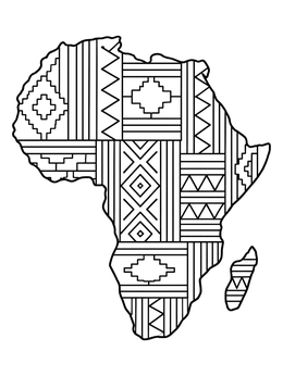 An intricate geometric pattern fills this African continent black history month coloring page.