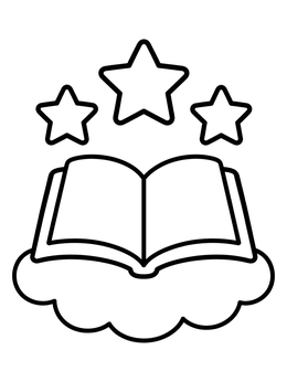 Free printable Open Book On Cloud With Stars coloring page