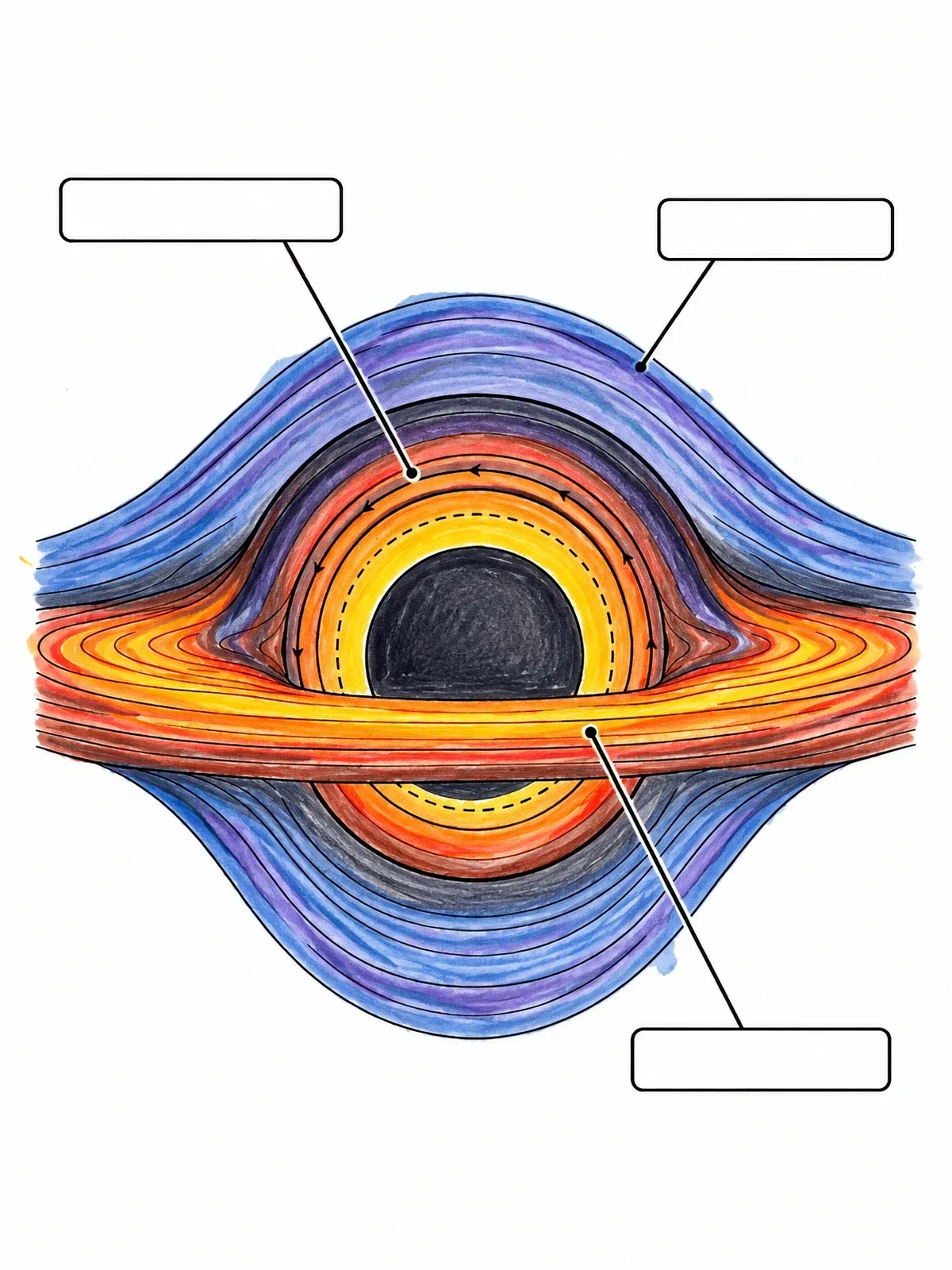 Colored example of the Black Hole Anatomy Diagram coloring page