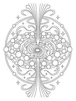 Free printable Cosmic Vortex With Energy Jets coloring page