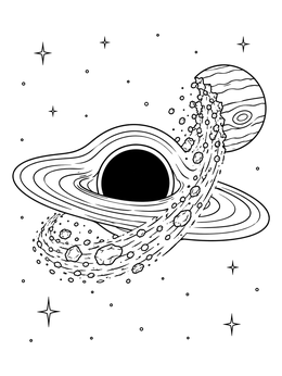 Free printable Black Hole Swallowing A Planet coloring page