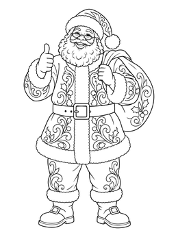 Smiling Black Santa giving a thumbs up in this black santa coloring page.