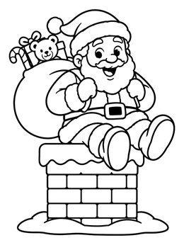 Free printable Santa Sitting On The Chimney coloring page