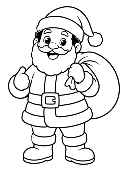 Free printable Smiling Santa With Gift Sack coloring page
