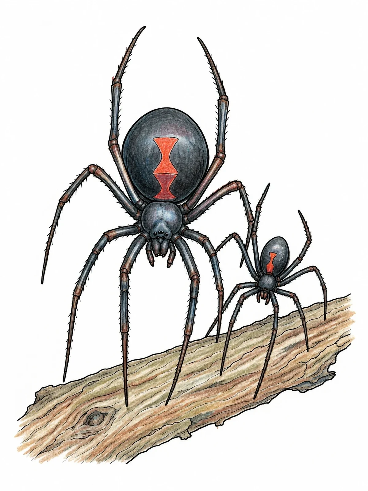 Colored example of the Black Widow Spiders On Wood coloring page