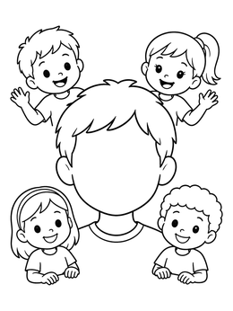 Free printable Blank Face With Happy Children coloring page