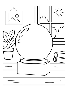 Free printable Blank Snowglobe By The Window coloring page