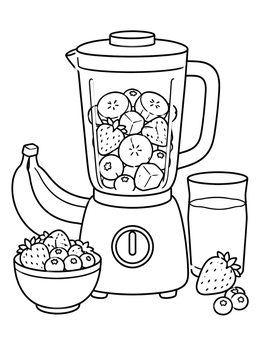 Free printable Smoothie Blender With Fresh Fruits coloring page