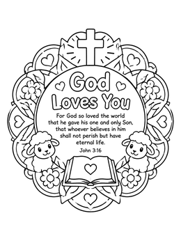 Free printable God Loves You Bible Mandala coloring page