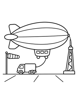 Free printable Blimp Moored At The Airfield coloring page
