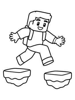 Free printable Blocky Character Parkour Leap coloring page
