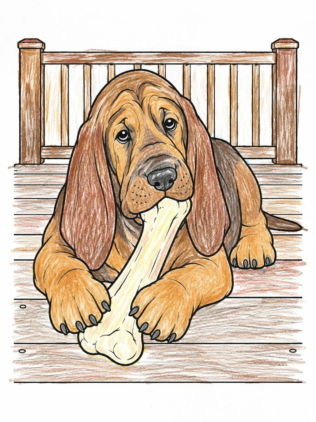 Colored example of the Bloodhound Puppy With Big Bone coloring page