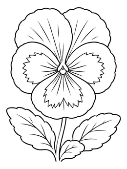 Free printable Bloomed Pansy With Leaves coloring page