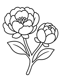 Free printable Bloomed Peony And Bud On Branch coloring page