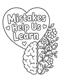 Free printable Blooming Brain Growth Mindset Quote coloring page