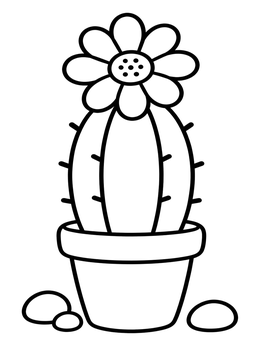 Free printable Blooming Cactus In Clay Pot coloring page