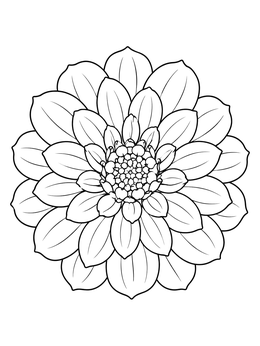 Free printable Blooming Dahlia Flower Petals coloring page
