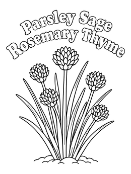 Free printable Blooming Garden Chives With Herb Text coloring page