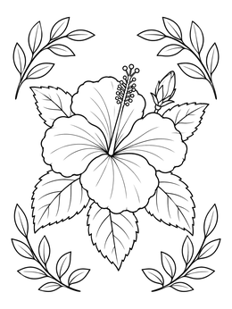 Free printable Blooming Hawaiian Hibiscus Flower coloring page