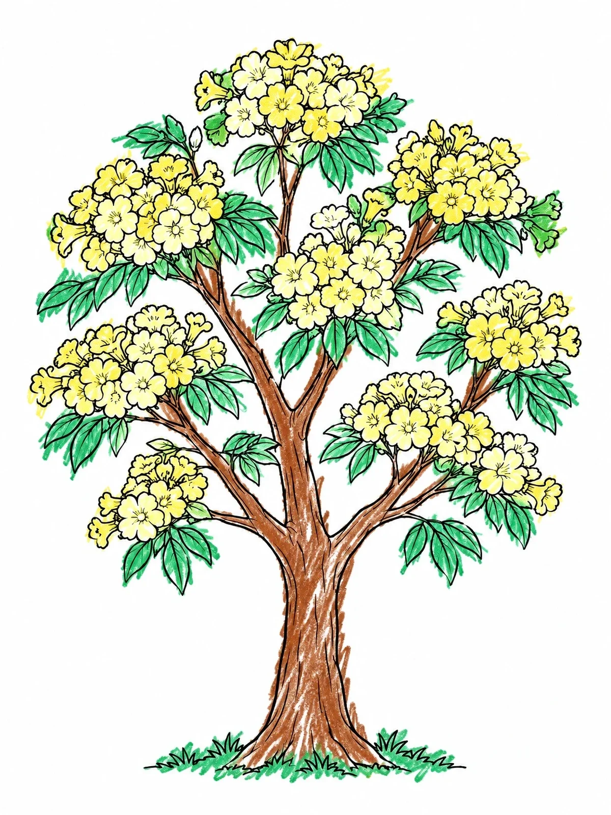 Colored example of the Blooming Maquilishuat National Tree coloring page