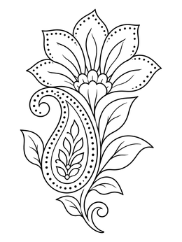 Free printable Blooming Paisley Tribal Flower coloring page