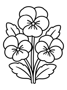 Free printable Trio Of Blooming Pansy Flowers coloring page