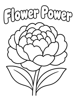 Free printable Blooming Peony Flower Power coloring page