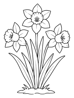 Free printable Trio Of Blooming Spring Daffodils coloring page
