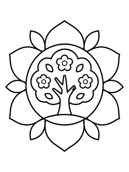 Free printable Blooming Spring Tree Floral Mandala coloring page