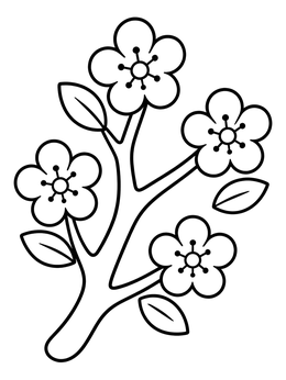 Free printable Blooming Tree Branch With Simple Flowers coloring page