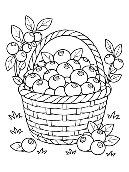 Free printable Woven Basket Full Of Fresh Blueberries coloring page