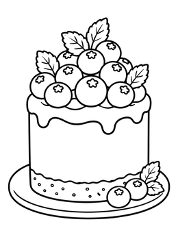 Free printable Tall Blueberry Cheesecake With Mint coloring page