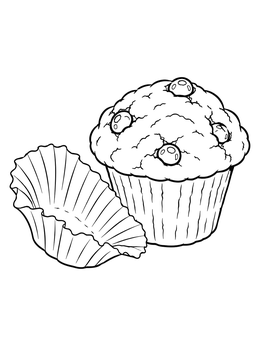 Free printable Blueberry Muffin With Paper Liner coloring page