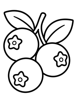 Free printable Three Ripe Blueberries On Stem coloring page