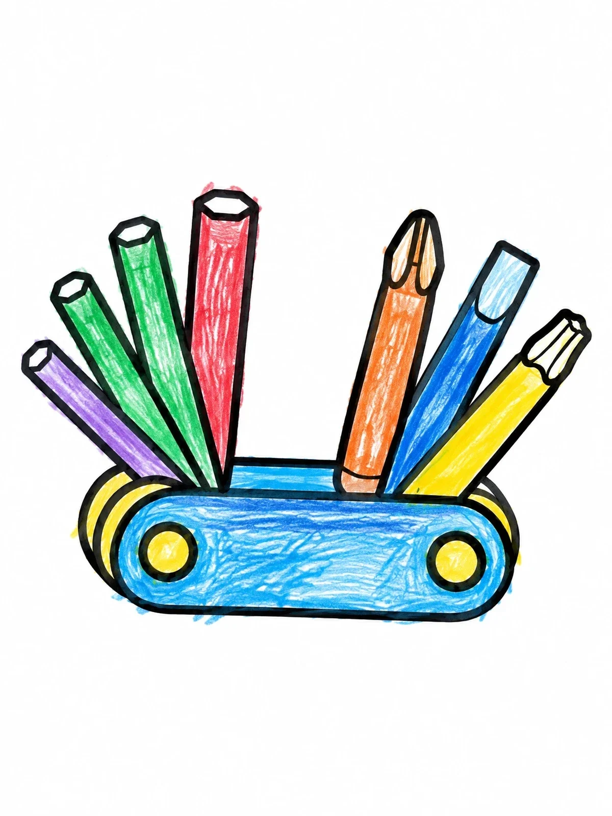 Colored example of the Bicycle Folding Multi Tool Set coloring page