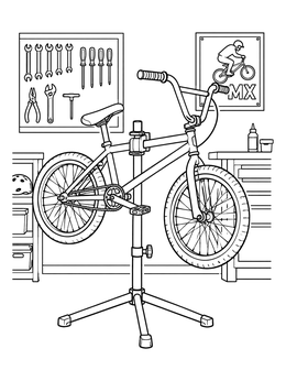 Free printable Bmx Bike On Workshop Stand coloring page