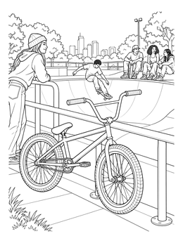 Free printable Bmx Bike At The Skatepark coloring page