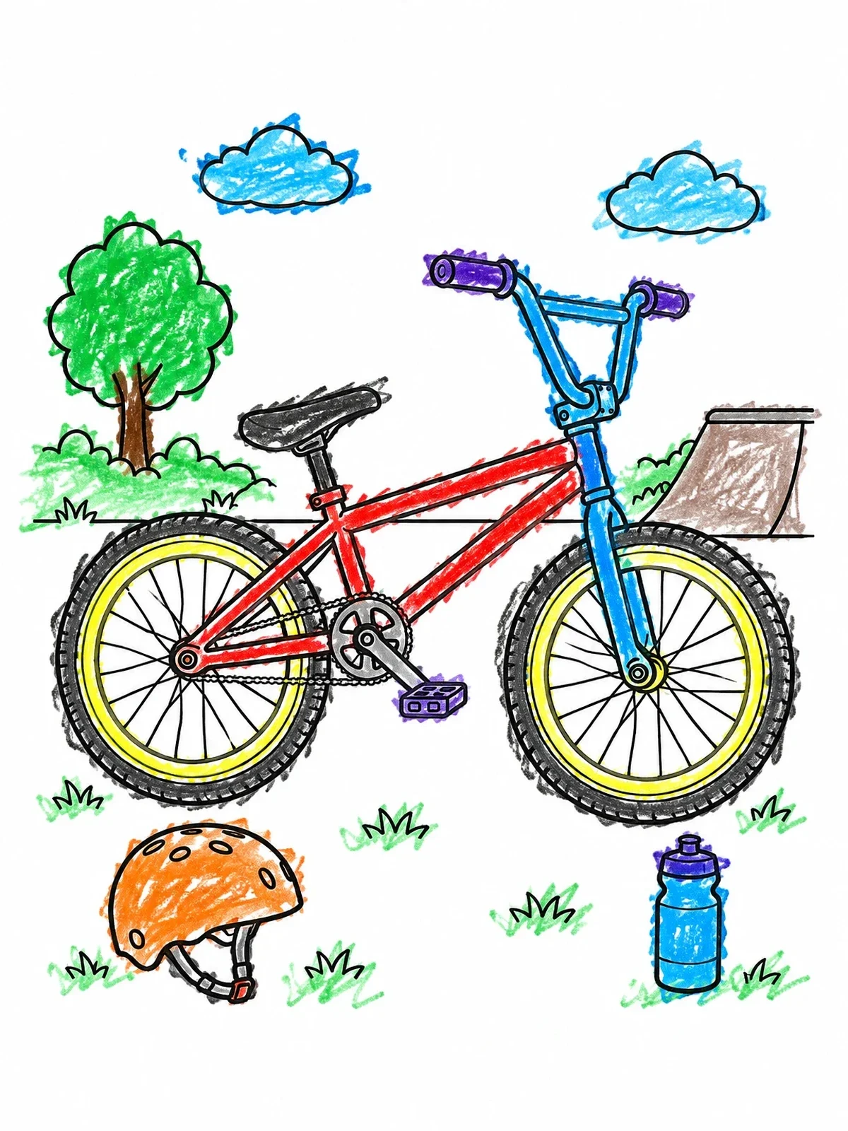 Colored example of the Bmx Bike At The Skatepark coloring page