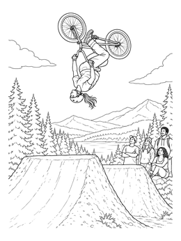 Free printable Bmx Dirt Jump Backflip Stunt coloring page