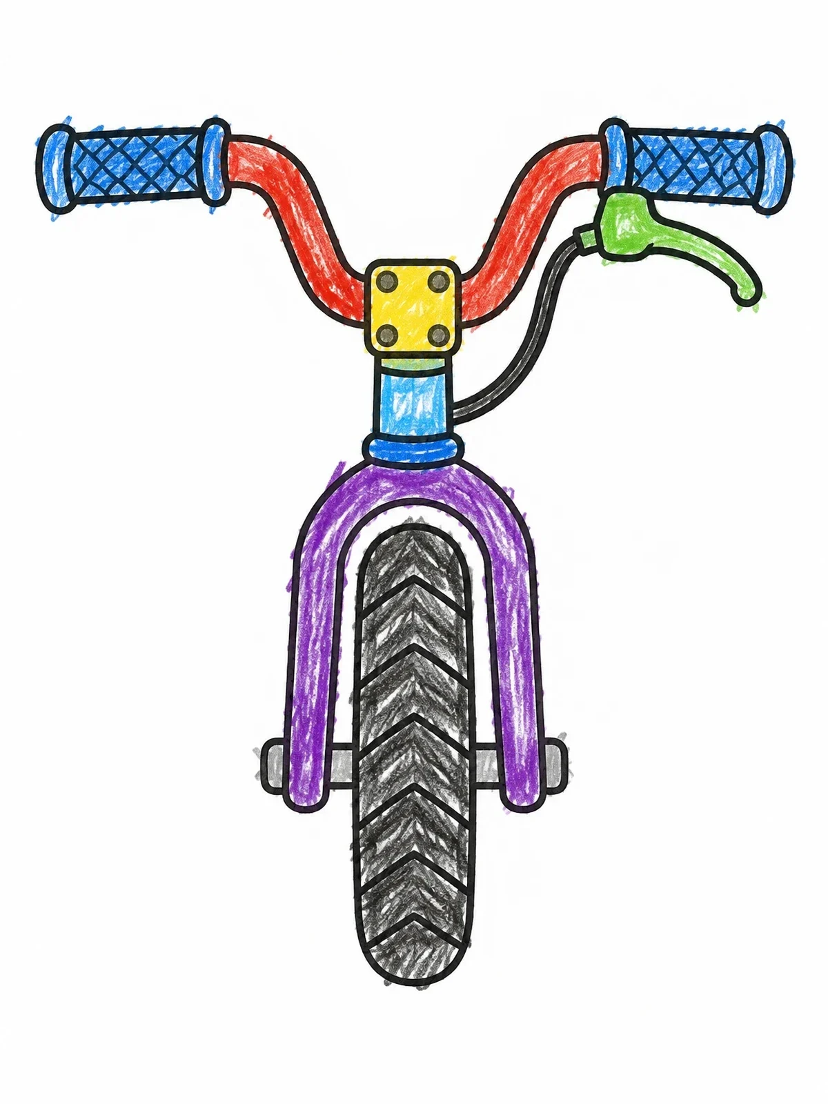 Colored example of the Bmx Bike Handlebars And Front Wheel coloring page
