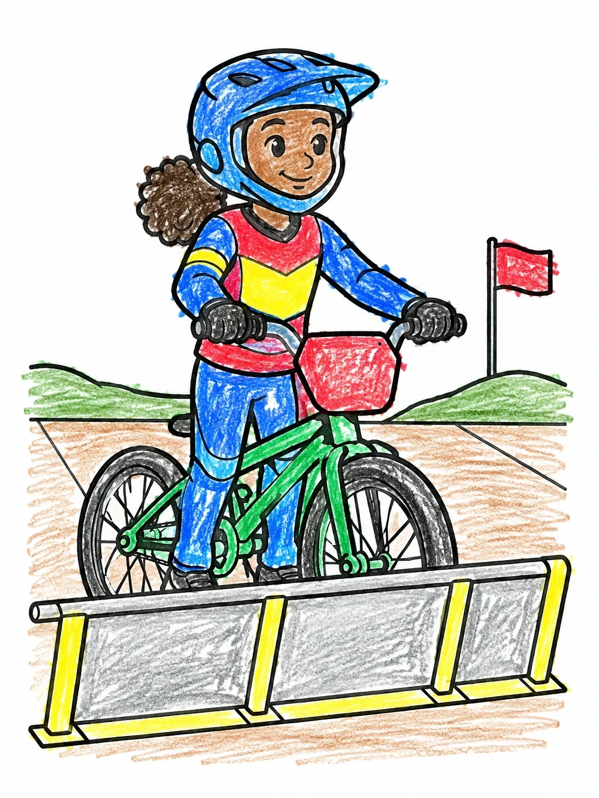 Colored example of the Bmx Racer At The Starting Gate coloring page