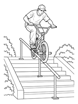 Free printable Bmx Rider Rail Grind coloring page