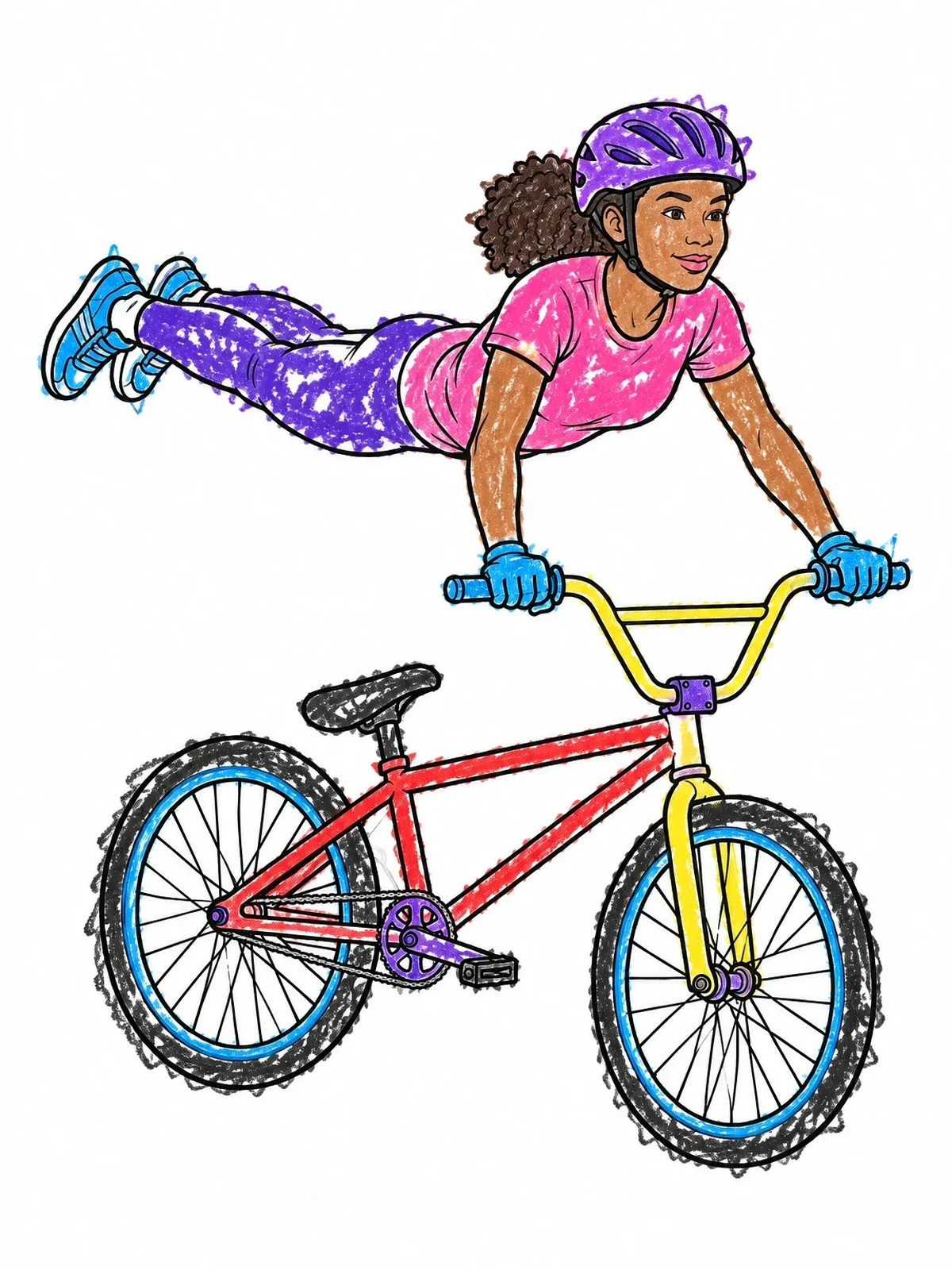 Colored example of the Bmx Rider Performing Superman Stunt coloring page
