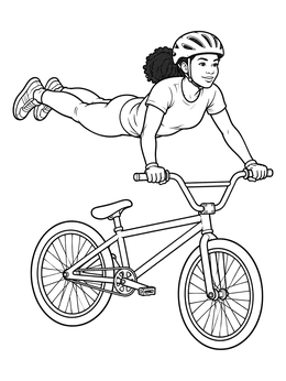 Free printable Bmx Rider Performing Superman Stunt coloring page