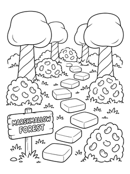 A sweet trail with candy stepping stones on this board games coloring page.
