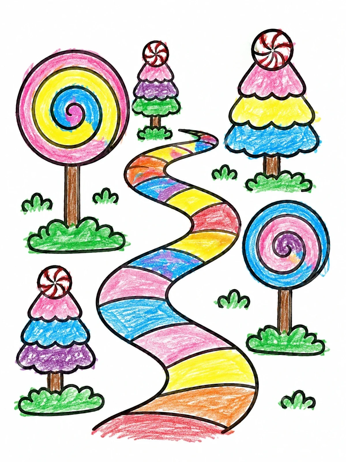 Colored example of the Sweet Candy Land Game Path coloring page
