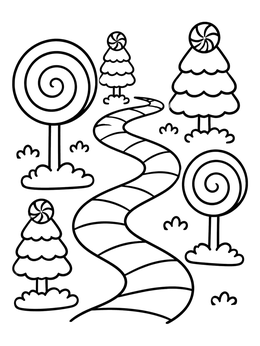 Free printable Sweet Candy Land Game Path coloring page