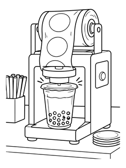 Free printable Bubble Tea Cup Sealing Machine coloring page