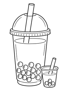 A large cup and mini taster cup in this boba coloring page.