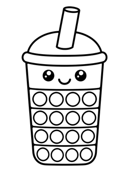 Free printable Boba Tea Pop It Toy coloring page